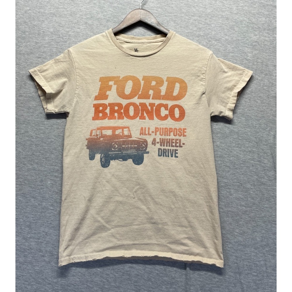 Junk‎ Food Clothing T Shirt Unisex XS Beige Graphic Ford Bronco 4 Wheel Drive